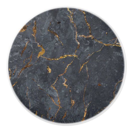 Goldakzente aus schwarzem Marmor Keramikknauf (Vorderseite)