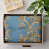 Goldalgen auf Aqua Blue Tissue Seidenpapier (Geschenk)