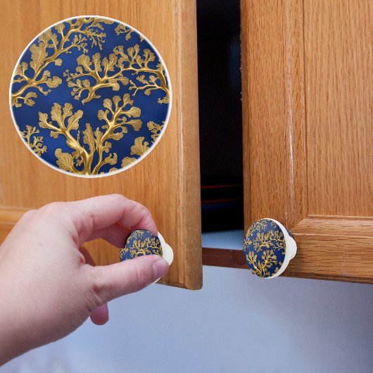 Goldalgen auf blau keramikknauf