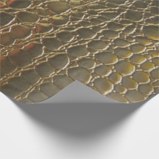 Goldalligatorexotischer lederner Zuhälter Geschenkpapier (Ecke)