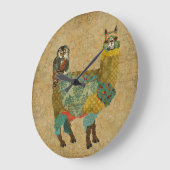 Goldalpaka u. aquamarine Eulen-Wand-Uhr Große Wanduhr (Winkel)