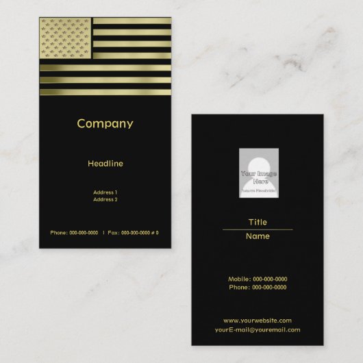 Goldamerikanische Flagge Visitenkarte (Vorne/Hinten)