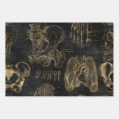 Goldanatomie-Zeichnungen auf Schwarz Geschenkpapier Set (Vorderseite)