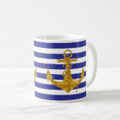 Goldanker auf blauen Streifen Kaffeetasse (VorderseiteRechts)