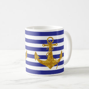 Goldanker auf blauen Streifen Kaffeetasse