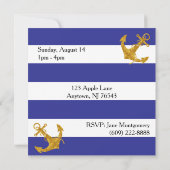 Goldanker auf blauen Streifen Save The Date (Rückseite)