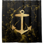 Goldanker aus schwarzem Marmor mit minimalistische Duschvorhang (Vorderseite)