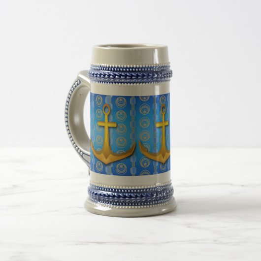 Goldanker Blaue Cerulean Stein Tasse (Vorderseite Links)