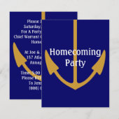 Goldanker für die Party Einladungen der Marine Blu (Vorne/Hinten)