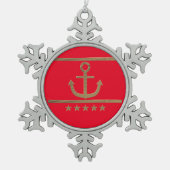 Goldanker-Glückssymbol-Keramik Schneeflocken Zinn-Ornament (Vorderseite)