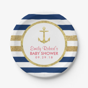 Goldanker-Marine Stripes SeeBabyparty Pappteller