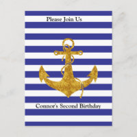 Goldanker mit blauen Streifen Geburtstag