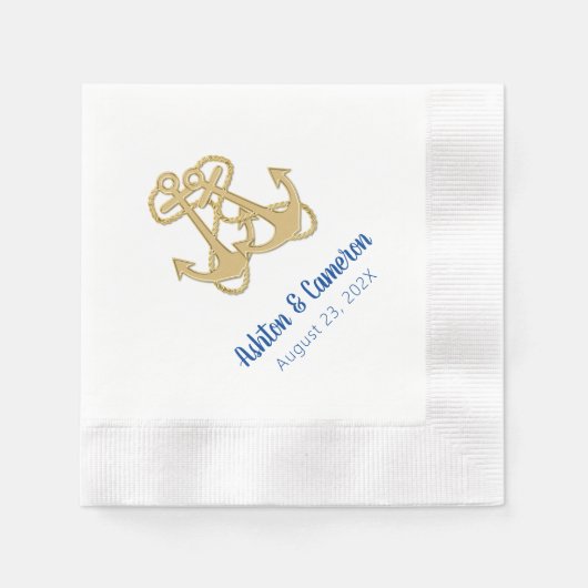 Goldanker Seefahrt Hochzeit Serviette (Vorderseite)