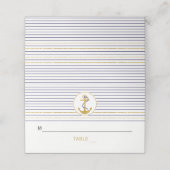 Goldanker Streifen nautische Hochzeitsbegleitung Platzkarte (Außenseite Aufgefaltet)