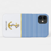 Goldanker und blau, weiße Streifen nautisch Case-Mate iPhone Hülle (Rückseite (Horizontal))
