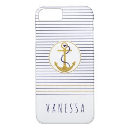 Goldanker und blaue Streifen nautisch Case-Mate iPhone Hülle