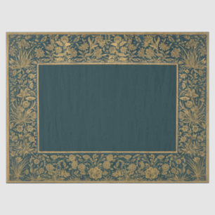 Goldantike Blumenrahmen Decoupage Tief Aquamarin Seidenpapier