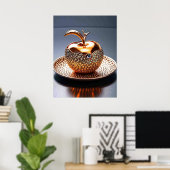 Goldapfel auf einem Teller Poster (Heimbüro)