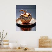 Goldapfel auf einem Teller Poster (Küche)