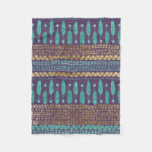 Goldaquamarine und lila Pfeil-Stammes- aztekisches Fleecedecke (Vorderseite)