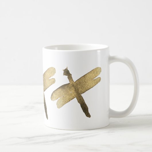 GoldAquarell-Libellen Kaffeetasse (Rechts)