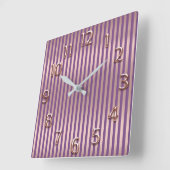 Goldarabic Number Purple Stripes Quadratische Wanduhr (Winkel)