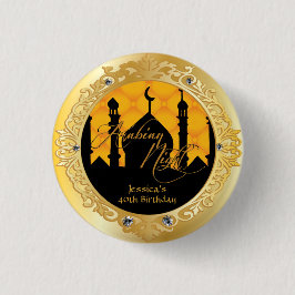 Goldarabische NachtParty, 1 Zoll-runder Knopf Button