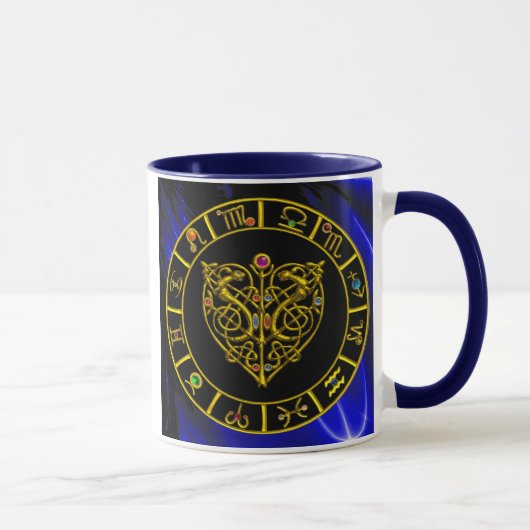 GOLDASTRALHERZ, Zodiaka-Zeichen, Astrologie-Diagra Tasse (Rechts)