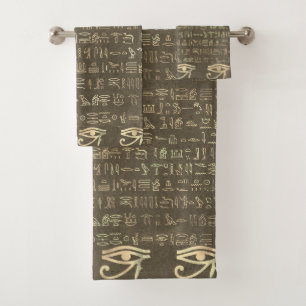 Goldauge ägyptischer Hieroglyphen Badhandtuch Set
