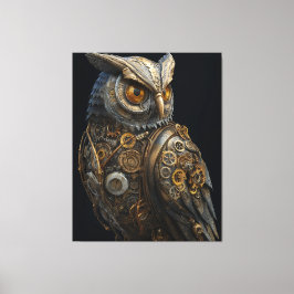 Goldäugige Steampunk-Eule Leinwanddruck