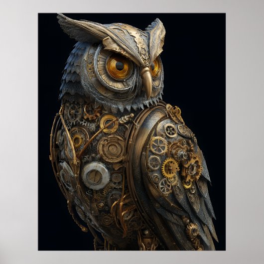Goldäugige Steampunk-Eule Poster (Vorne)