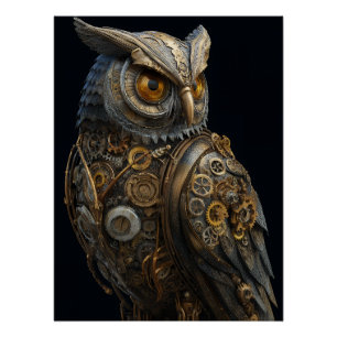 Goldäugige Steampunk-Eule Poster