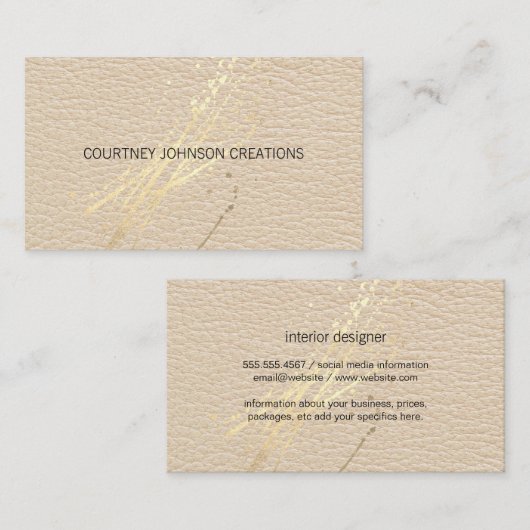 Goldausdrucksstarker Spritzer | Leather Texture Visitenkarte (Vorne/Hinten)