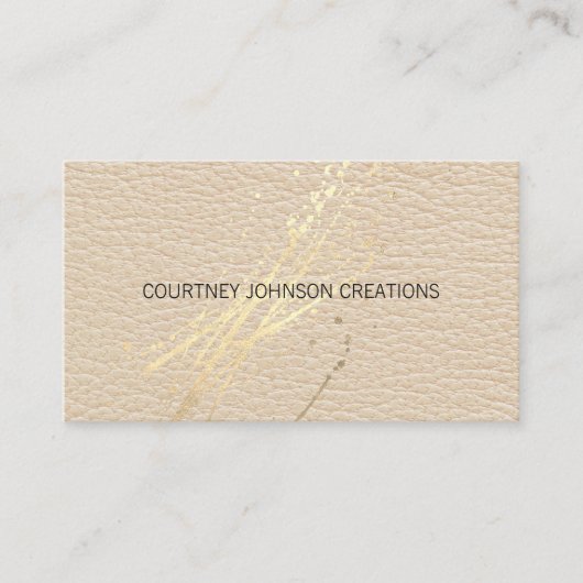 Goldausdrucksstarker Spritzer | Leather Texture Visitenkarte (Vorderseite)