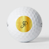 Goldaussehen Mit Monogramm Elegantname-Vorlage Golfball (Vorderseite)