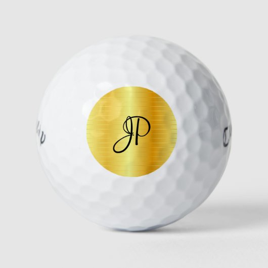 Goldaussehen Mit Monogramm Elegantname-Vorlage Golfball (Vorderseite)