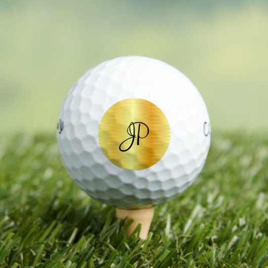 Goldaussehen Mit Monogramm Elegantname-Vorlage Golfball (Insitu T-Shirt)