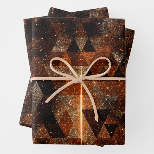 Goldbalken im geometrischen funkelnd Universum Geschenkpapier Set (Beispiel)