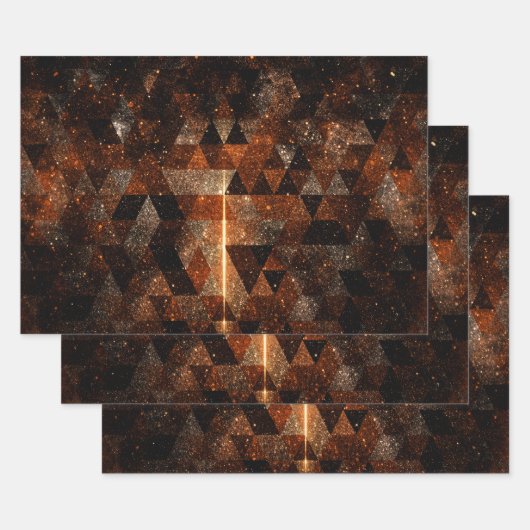 Goldbalken im geometrischen funkelnd Universum Geschenkpapier Set (Set)
