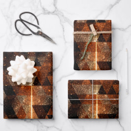 Goldbalken im geometrischen funkelnd Universum Geschenkpapier Set