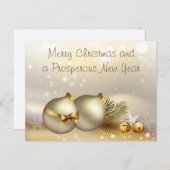 Goldbälle, Glocken und Stars Feiertagspostkarte (Vorne/Hinten)