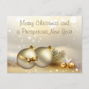 Goldbälle, Glocken und Stars Feiertagspostkarte