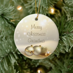 Goldbälle, Glocken und Stars Keramik Ornament