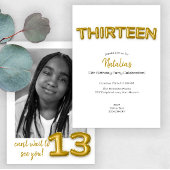 Goldballon Dreizehnte Geburtstag Foto Einladung