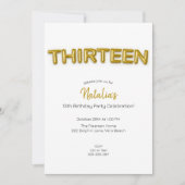 Goldballon Dreizehnte Geburtstag Foto Einladung (Vorderseite)