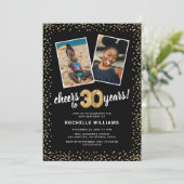 Goldballons 2 Foto 30. Geburtstag Einladung (Stehend Vorderseite)