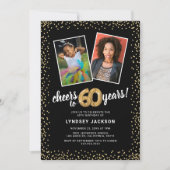 Goldballons 2 Foto 60. Geburtstag Einladung (Vorderseite)