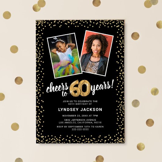 Goldballons 2 Foto 60. Geburtstag Einladung