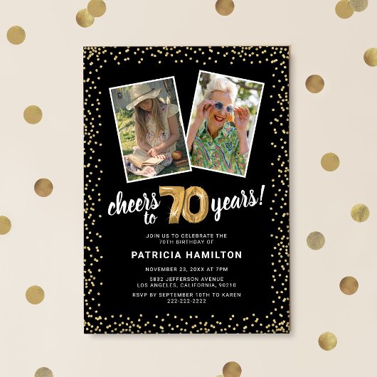 Goldballons 2 Foto 70. Geburtstag Einladung
