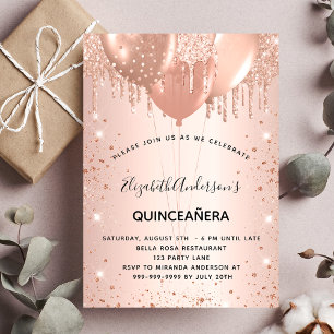 Goldballons aus Quinceanera-Rose Einladung